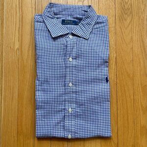 Polo Ralph Lauren Mens Long Sleeve Dress Shirt Regular 2XL Purple White Checks